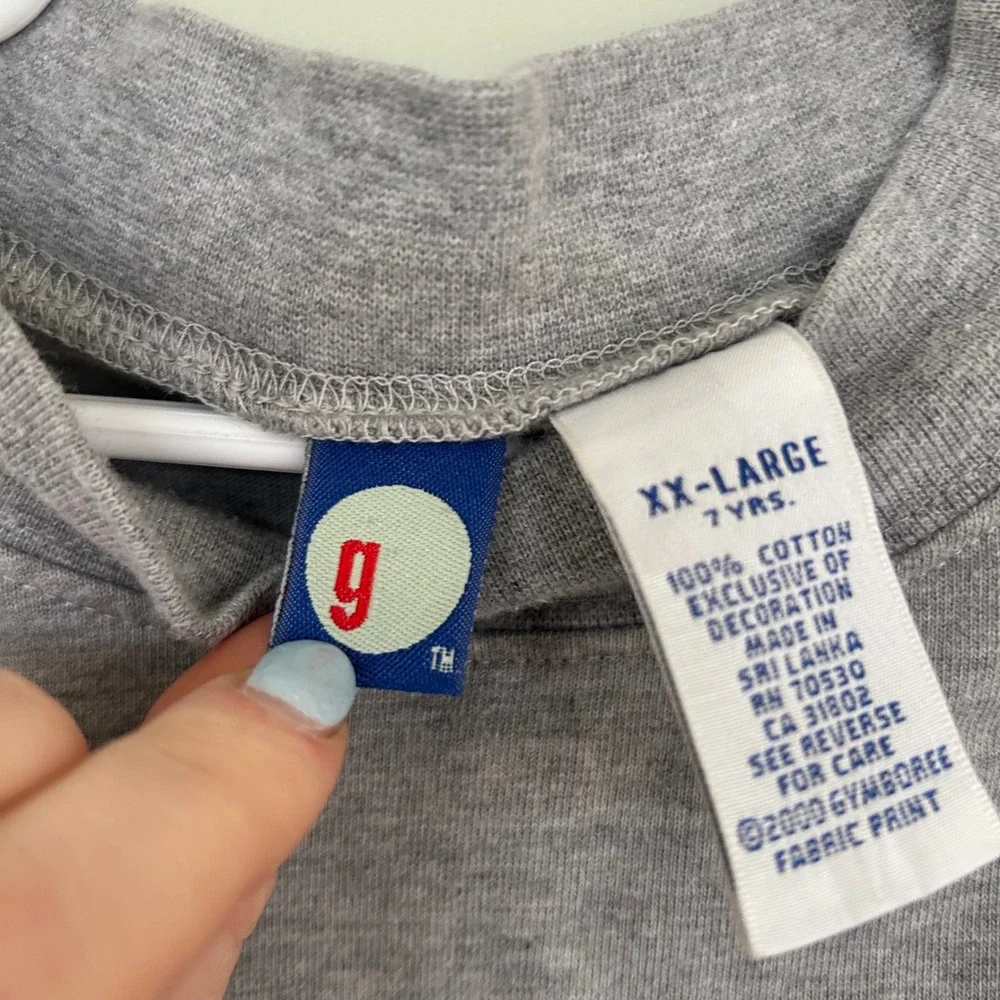 VTG Y2K Gymboree Grey Long Sleeve Mock Neck Cotton Sweatshirt XX LARGE 7 Years